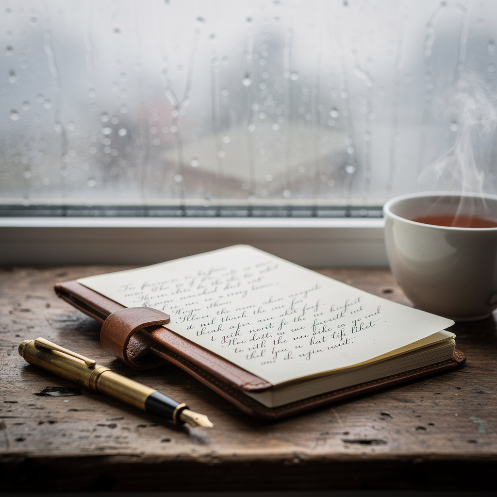 Raindrops on a window pane looking out at a grey sky