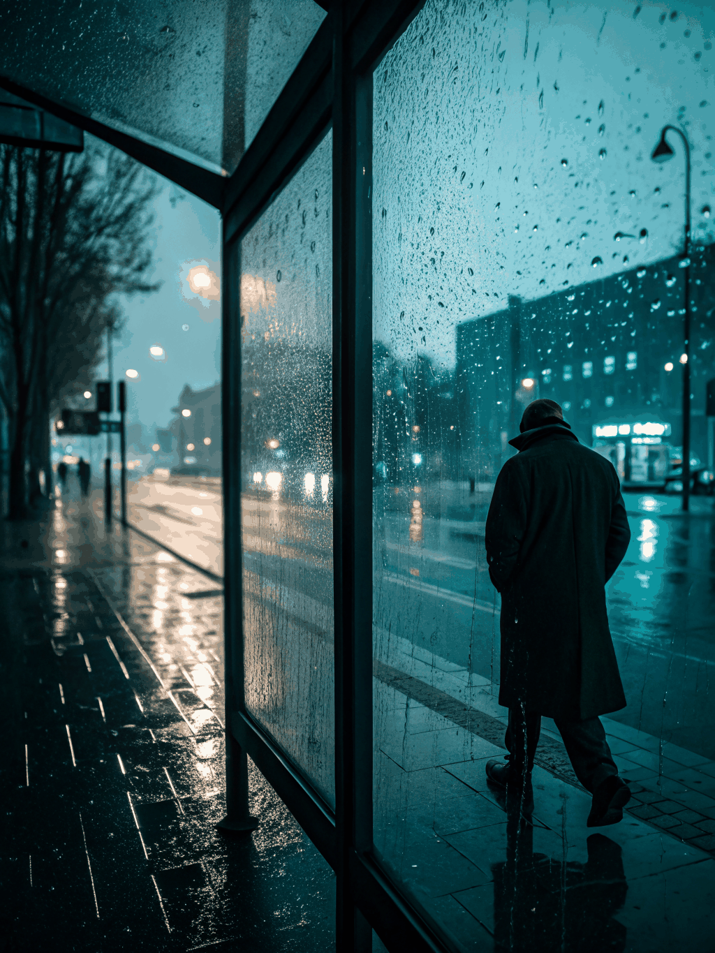 Rainy window view representing quiet, sad thoughts